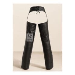 Black Assless Leather Chaps With Purple Piping