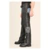 Men's Motorcycle Leather Chaps with Skull Embossed Side Stripes