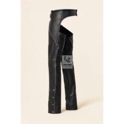 Black Assless Leather Chaps With Purple Piping
