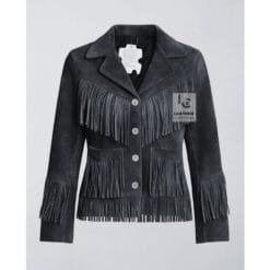 Black Suede Cowgirl Fringe Jacket