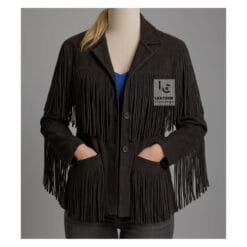 Classic Black Suede Fringe Jacket WCJ5 FS
