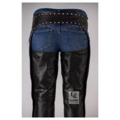Riveted Womens Black Leather Chaps