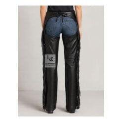 Womens Fringe Braided Leather Assless Chaps