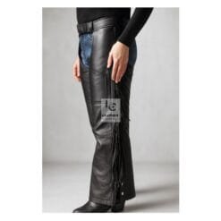 Womens Fringe Braided Leather Assless Chaps