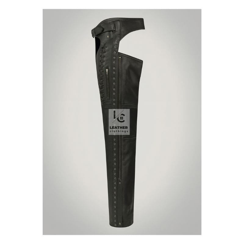 Women's Genuine Leather Black Riding Chaps