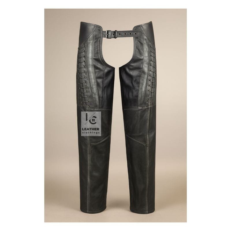 Women's Genuine Leather Black Riding Chaps