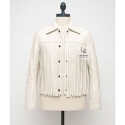 Women’s White Leather Fringe Western Jacket