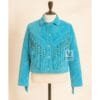 Beaded Suede Fringe Jacket for Womens