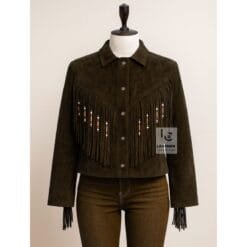 Suede Fringe Jacket for Womens - Beaded Jacket