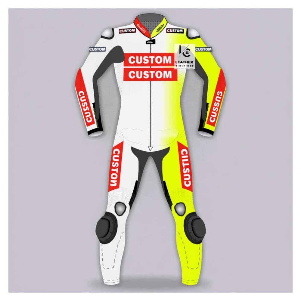 Custom Performance Leather Race Suit for Motorcycle Racing Front Side