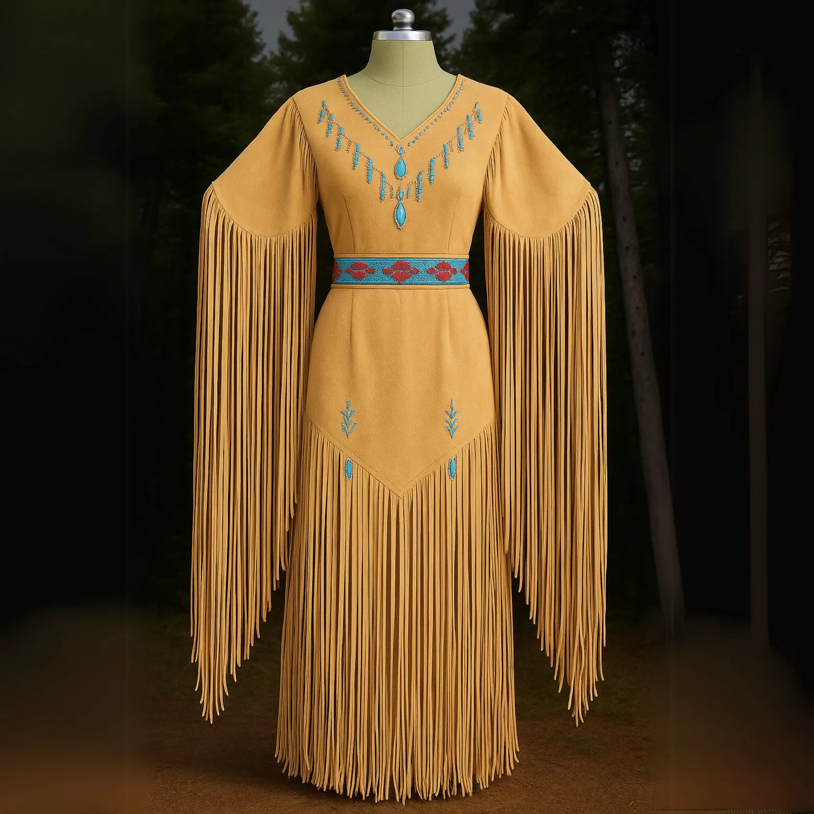 Boho Cowgirl Suede Dress Women