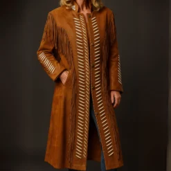 Handmade Suede Fringe Duster Coat