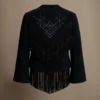 beaded fringe suede jacket dress