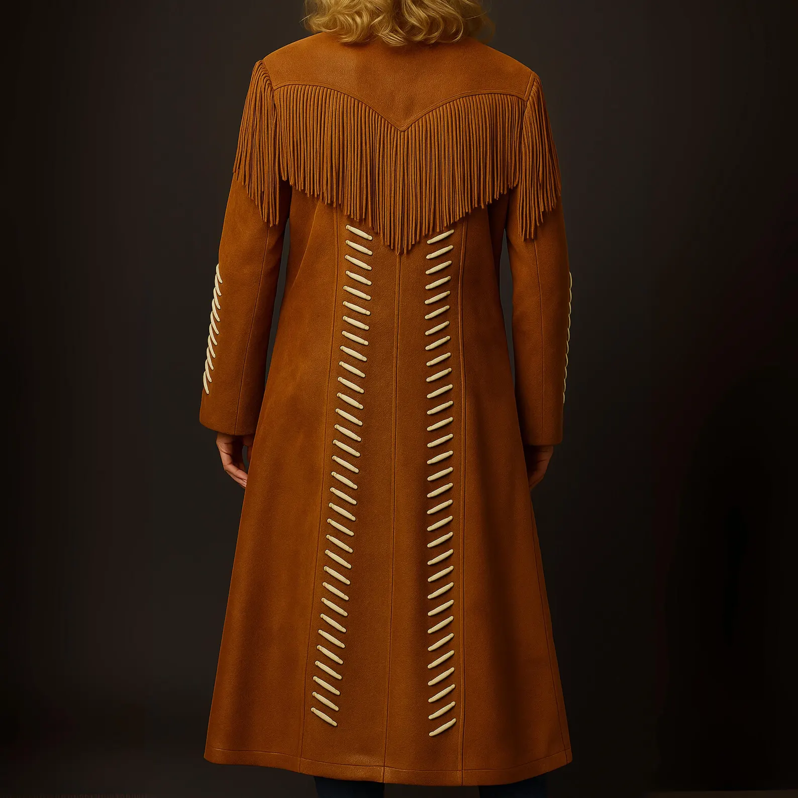 Handmade Suede Fringe Duster Coat | SFM10 - Image 2