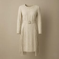 Western Suede Fringe Midi Dress