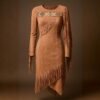 Women Hand Beaded Suede Fringe Dress