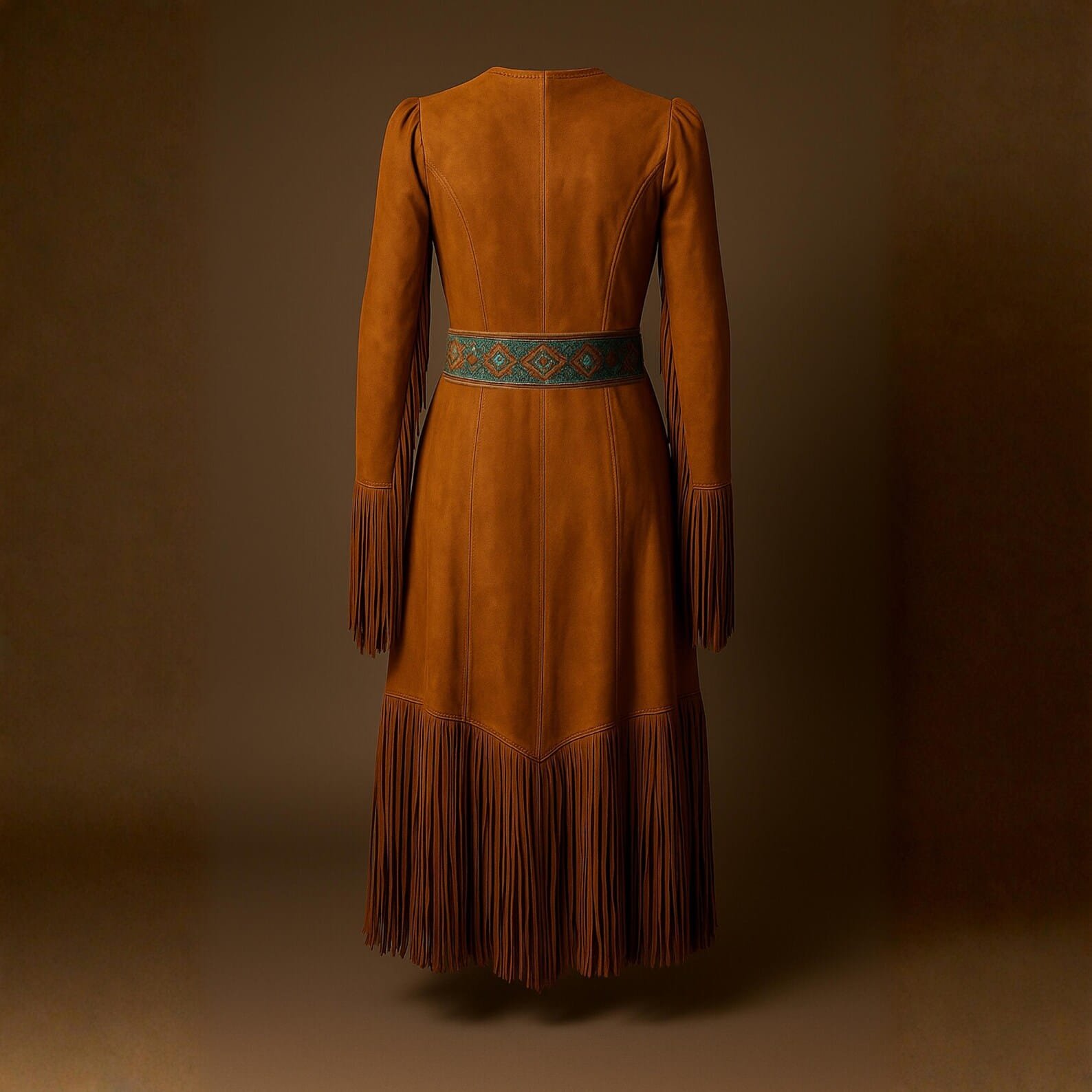 Authentic Western Suede Fringe Maxi Dress - Image 2