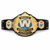Premium replica world wrestling championship belt with black leather strap and gold plates