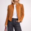 Women Western Cowgirl Rusty Brown Suede Military Jacket