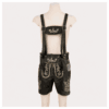 Bavarian Style Lederhosen Men in Chic Black with embroidered stag design, adjustable suspenders, and traditional black leather finish