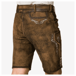 Rear view of Men's Bavarian Leather Lederhosen in genuine suede leather