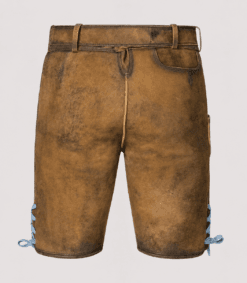 Front embroidered Men's Brown Lederhosen Oktoberfest with traditional Bavarian lion motifs