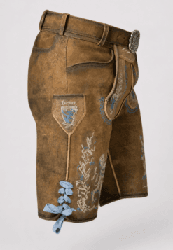 Side view of Men's Brown Lederhosen Oktoberfest with Bavarian embroidery