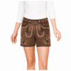 Brown Suede Women's Lederhosen with deer and floral embroidery in genuine leather