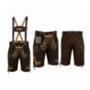 Alpine Heritage lederhosen with Golden Wheat embroidery and matching embroidered suspenders in premium suede leather