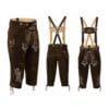 Bavarian Oktoberfest Bundhosen with Edelweiss Scroll embroidery, embroidered suspenders, and premium suede leather
