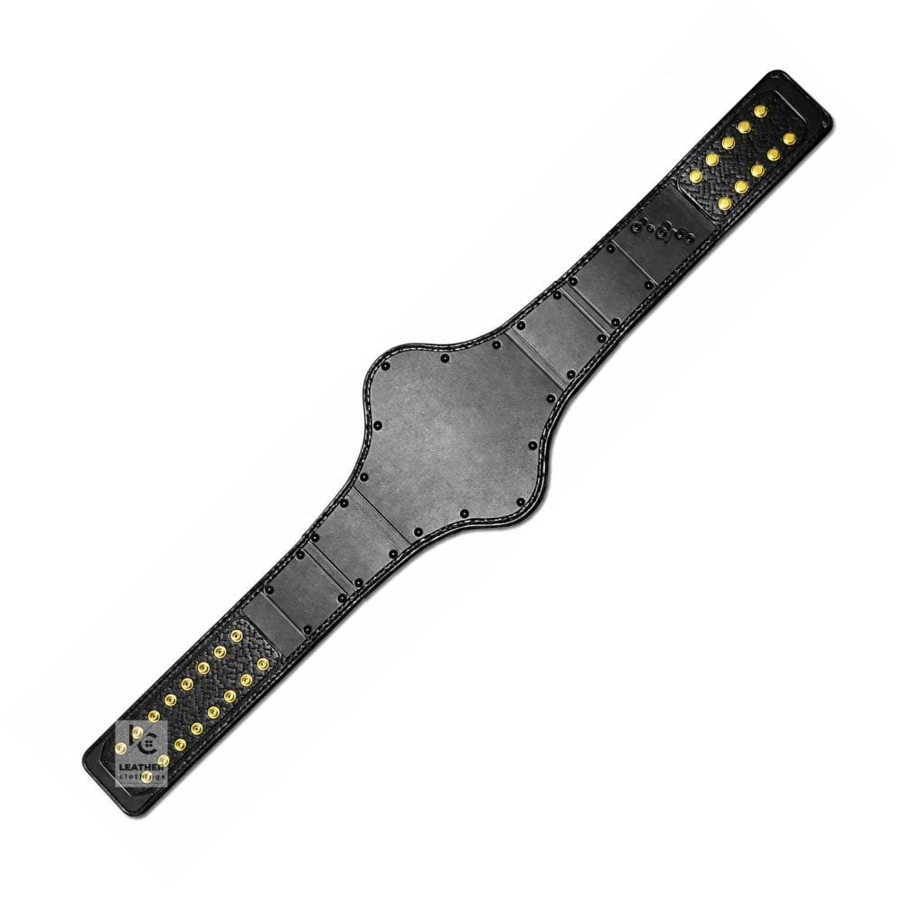Compatible WWE Hogan 1986 Championship replacement leather strap in black genuine leather with gold snaps