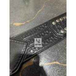 Compatible WWE NXT Championship title belt genuine leather replacement strap detail view