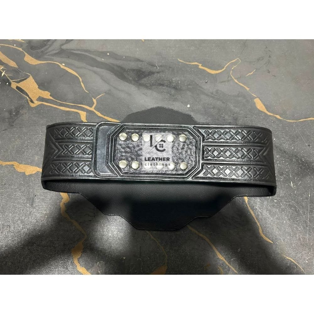 Compatible WWE NXT Championship title belt genuine leather replacement strap back view