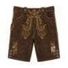 Espresso Suede Lederhosen with Heritage Vine Embroidery Front and Back View