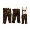 Forest Monarch suede Bundhosen with Oak Leaf Vine embroidery, leather belt, and embroidered suspenders