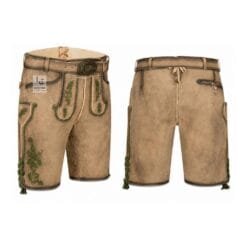 Forest Oak suede lederhosen with Vine Leaf embroidery and matching leather belt