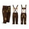 German Oktoberfest Bundhosen with Stag Crest embroidery, embroidered suspenders, and premium suede leather