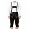 Jet Black Lederhosen Bundhosen Shorts with silver embroidery and matching suspenders
