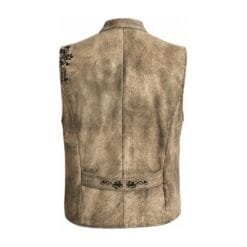 Men's Alpine Vine Trachten Vest with Traditional Stand Collar Rear Side