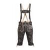 Men's antique charcoal Bundhosen with suspenders in genuine leather front view