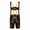 Men's Dark Brown Lederhosen with Stag Crest Embroidery and Matching Suspenders