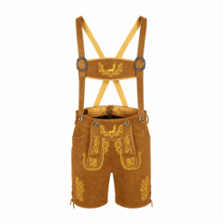 Men's Golden Stag Vine Lederhosen with Embroidered Suspenders
