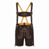 Men's Walnut Oak Leaf Lederhosen with Traditional Embroidered Suspenders