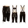 Midnight Alpine suede Bundhosen with Baroque vine embroidery and matching embroidered suspenders