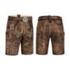 Rustic Brown Suede Lederhosen with Imperial Scroll Embroidery Front and Back View