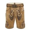 Sandstone Suede Lederhosen with Royal Acorn Embroidery and Matching Belt