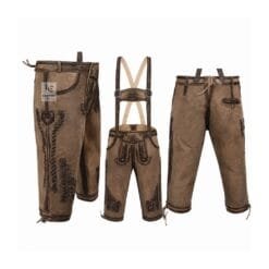 Stone Valley suede Bundhosen with Heritage Oak Scroll embroidery and matching embroidered suspenders