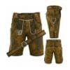 Vintage Moss Suede Lederhosen with Oak Leaf Scroll Embroidery and Matching Belt