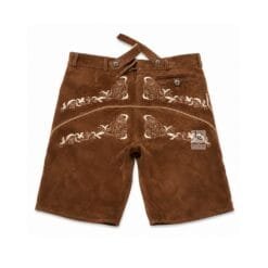 Walnut Suede Lederhosen with Regal Filigree Embroidery Front and Back View