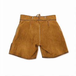 Back view of Women's Bavarian Brown Lederhosen with adjustable lace waist